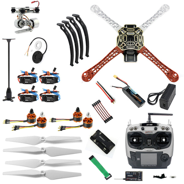QWinOut Assembled HJ 450 F450 4-Aix RFT Full Kit with APM 2.8 Flight Controller GPS Compass & Gimbal FS DIY Drone Frame Kits