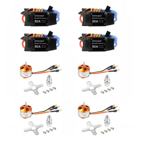 QWinOut 30A RC Brushless ESC + A2212 930KV Brushless Outrunner Motor for DIY RC Aircraft Quadcopter Drone 4 sets