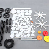 92Pcs Plastic DIY Four-wheel Drive Robot Kit Gear Motor Rack Pulley Gearbox Module Toy Auto Handmade Spare Parts