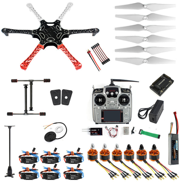 QWinOut Assembled RTF Full Set 2.4G 10 Channel Remote APM 2.8 GPS Compass F550 Hexacopter DIY Drone Combo (No Manual)