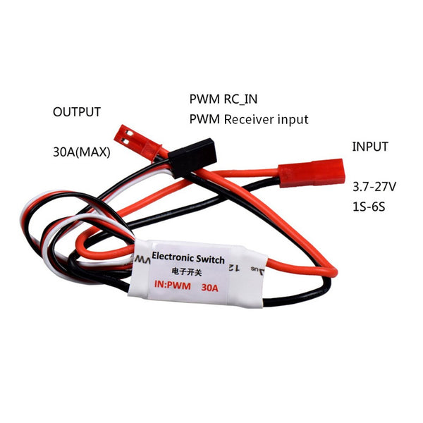 Electronic Switch PWM 3.7-27V/1-6s 30A RC Electronic Switch for Airplane Led Light Controller RC Switch Interruptor