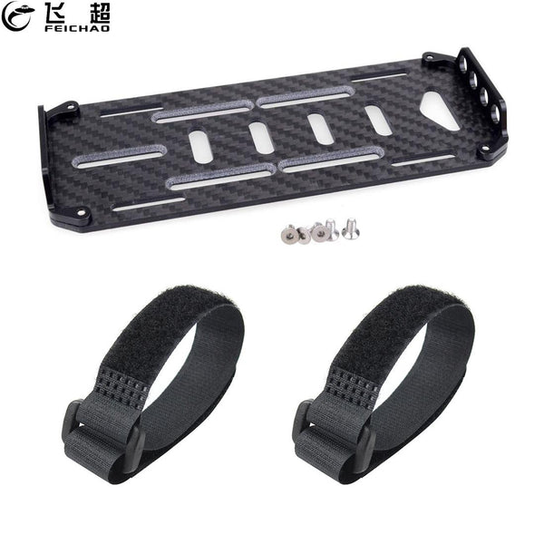 FEICHAO Carbon Fiber Battery Mounting Plate with Battery Strap for 1/10 Scale RC Crawler Car SCX-10 SCX10 RC4WD