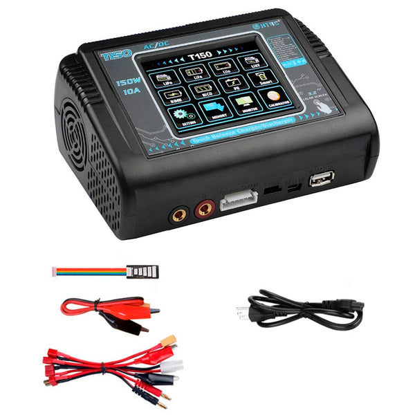 HTRC 150W AC/DC 10A Balance Charger T150 Smart Discharger w/ Touch Screen for Lilon/LiPo/LiFe/LiHV/NiCd/NiMH/PB Battery Charger