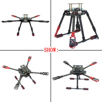 JMT X4 460mm Carbon Fiber Foldable Frame with Foldable / Non-foldable Landing Skid for RC Aircraft Quadcopter Accessory