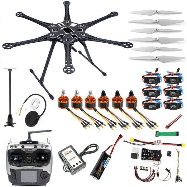 QWinOut DIY FPV Drone Hexacopter 6-axle Aircraft Kit HMF S550 Frame PXI PX4 Flight Control 920KV Motor GPS AT9 Transmitter