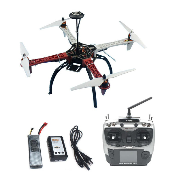 QWinOut DIY Drone Assembled HJ 450 F450 4-Aixs RFT Full Kit with APM 2.8 Flight Controller GPS Compass with AT9S Transmitter No Gimbal