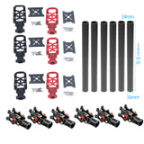 JMT 6PCS 16MM*14MM*185MM 3K Carbon Fiber Tube with 16mm Clamp Type Motor Mount Plate Holder & Z16 Folding Arm Tube Joint for 6-axle Aircraft RC Hexacopter DIY Copter Drone