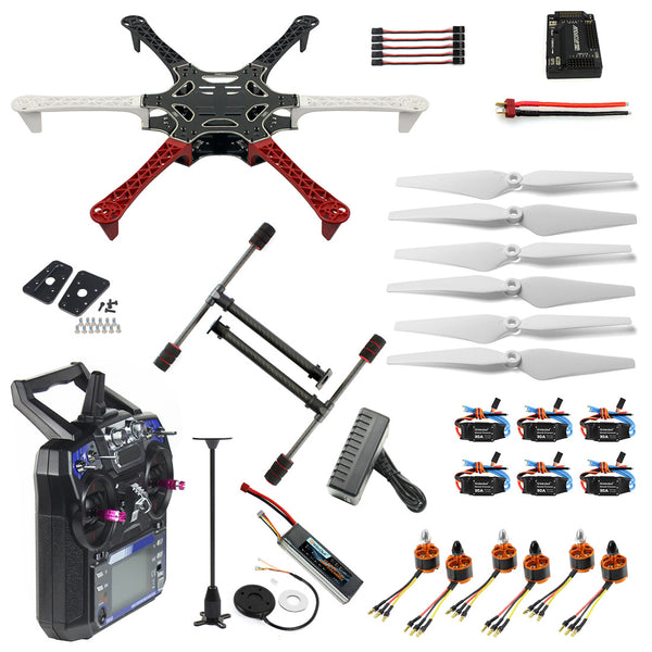 QWinOut Full Set RC Drone MultiCopter Aircraft Kit F550 Hexa-Rotor Air Frame GPS APM2.8 Flight Control Flysky FS-i6 DIY RC Drone Kit