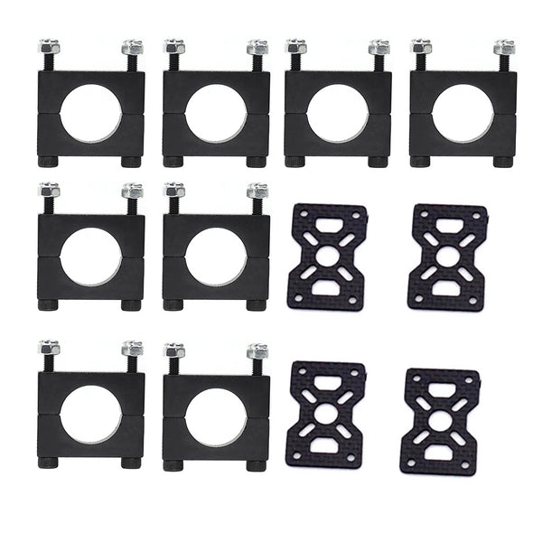 JMT 4Pcs 3K Carbon Fiber Motor Fixed Seat Plate 16mm with Holder Clamp for Multi Axis DIY RC Quadcopter Drone Frame Clamp Mount
