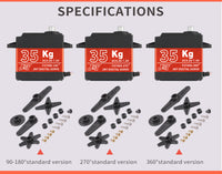 JMT Waterproof 35kg Coreless Servo 180 270 360Degree Large Torque Digital Aluminium Metal Gears 25T Arm For RC Car Robot Crawler