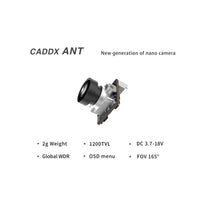 Caddx.us Ant Nano FPV Camera 1200TVL Global WDR with OSD 2g Ultra Light 1.8mm Lens 16:9 / 4:3 for FPV Racing Drone Aircraft Fixed Wing Aerial Photography